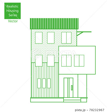 シンプルな線画の一戸建て、一軒家のイラスト(三階建て)マイホーム木造住宅 ベクター シンプルな線画の一戸建て、一軒家のイラスト(三階建て)マイホーム木造住宅 ベクター 78232967