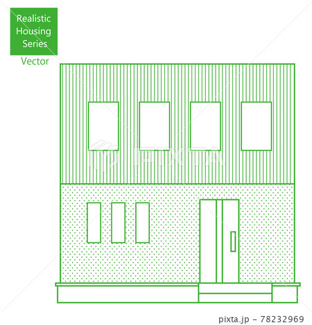 シンプルな線画の一戸建て、一軒家のイラスト(二階建て)マイホーム木造住宅 ベクター シンプルな線画の一戸建て、一軒家のイラスト(二階建て)マイホーム木造住宅 ベクター 78232969
