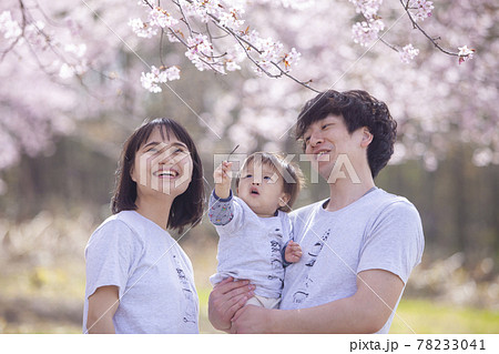 桜の下で遊ぶ家族 桜の下で遊ぶ家族 78233041