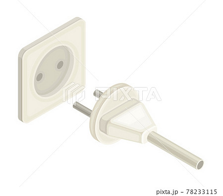 Socket and Plug as Electric Power Object Isometric Vector Illustration 78233115