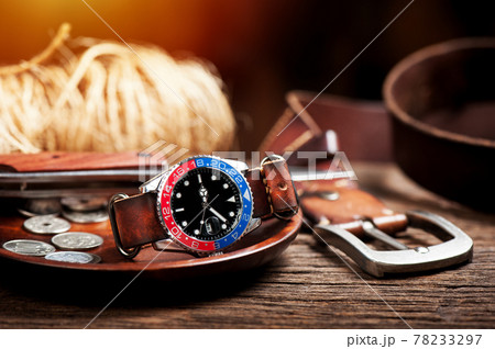 men wristwatch with leather strap men wristwatch with leather strap 78233297