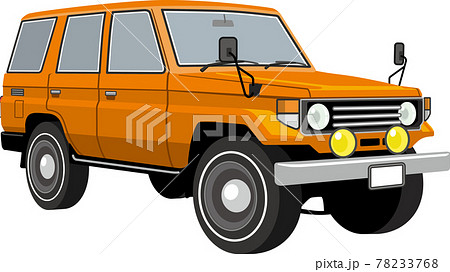 かわいいレトロなsuv四輪駆動のイラストのイラスト素材