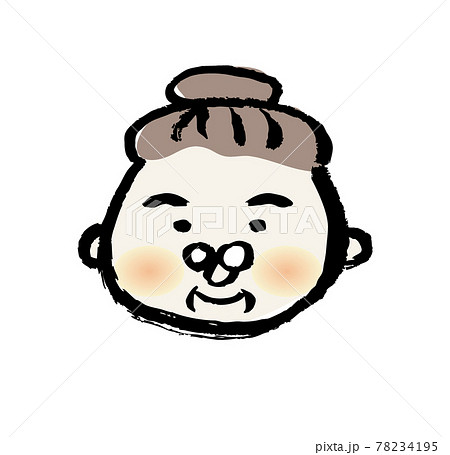 おばあちゃんの顔 筆絵 毛筆のイラスト素材