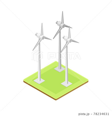 Renewable Green Energy Source with Wind Generator on Green Lawn Isometric Vector Illustration Renewable Green Energy Source with Wind Generator on Green Lawn Isometric Vector Illustration 78234631