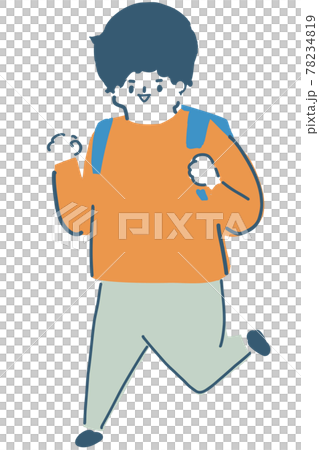 A boy in a school bag drawn with a loose line 78234819