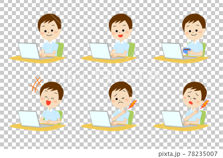 パソコンを使う男性のセット 78235007