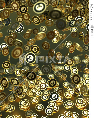 ユーロ　空から降る金のコイン　CGイラスト縦 78235474