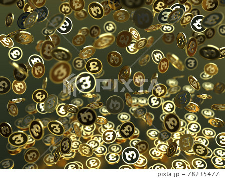 ポンド　空から降る金のコイン　CGイラスト横 78235477