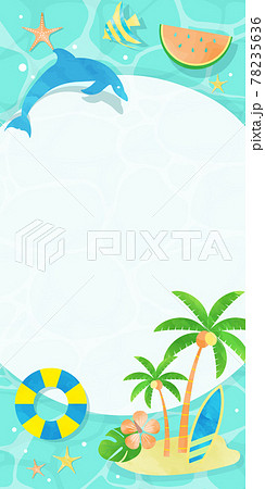 真夏のビーチ 水彩風バナーフレーム　/ 1:2 縦長　/ バリエーションあり  78235636