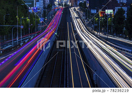 大阪都市夜景 新御堂筋 光の軌跡 大阪都市夜景 新御堂筋 光の軌跡 78236219