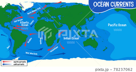 Ocean currents on world map background 78237062