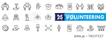 Volunteering icons set. Outline set of volunteerin 78237227
