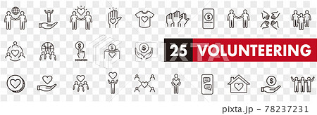 Volunteering icons set. Outline set of volunteerin 78237231