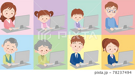 パソコンを操作する人々 78237494