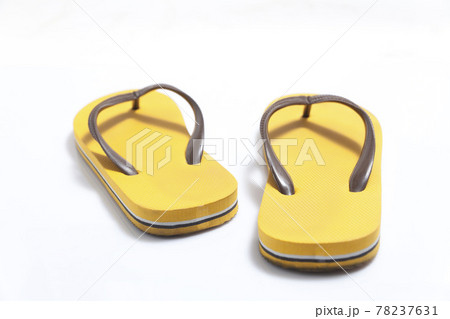 Yellow summer, beach flip-flops, shoes isolated on white. Yellow summer, beach flip-flops, shoes isolated on white. 78237631