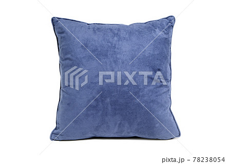 Blue and clean pillow isolated on white background. Close-up of blue pillow isolated on a white background. Blue and clean pillow isolated on white background. Close-up of blue pillow isolated on a white background. 78238054