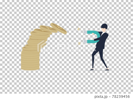 Illustration material of a businessman who collects money with a magnet 78239456