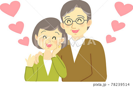 イラスト素材:ハートを背景にシニア夫婦が肩を抱き合いラブラブな場面 ハートが沢山 イラスト素材:ハートを背景にシニア夫婦が肩を抱き合いラブラブな場面 ハートが沢山 78239514
