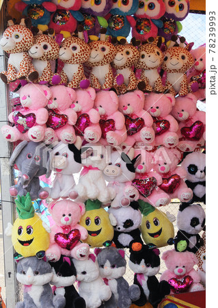 Stuffed Animals for prizes at rural carnival Stuffed Animals for prizes at rural carnival 78239993