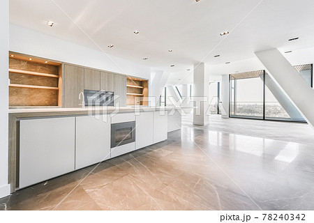 Spacious penthouse apartment with minimal kitchen design 78240342