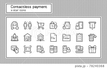 Contactless payment and delivery xstar icon set Contactless payment and delivery xstar icon set 78240368