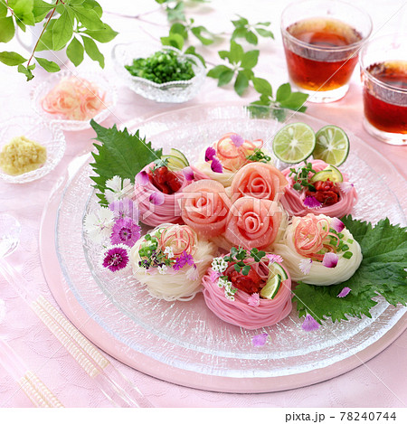 カラーそうめん　梅そうめん　アレンジそうめん 78240744