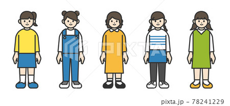 女の子の全身イラスト素材セットのイラスト素材
