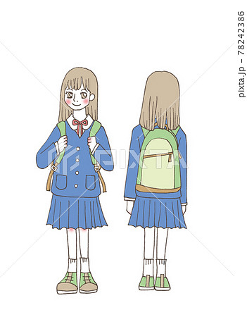 中学生 女子 制服 冬服のイラスト素材