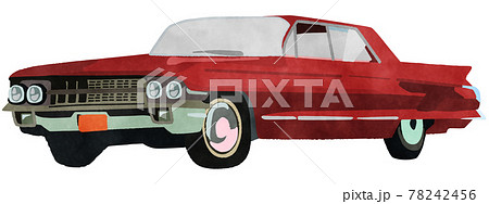 60年代アメ車 赤のイラスト素材