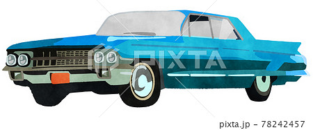 60年代アメ車 水色のイラスト素材
