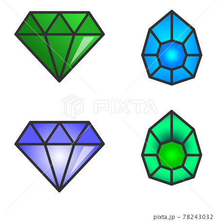 輝く宝石の種類別イラスト 輝く宝石の種類別イラスト 78243032