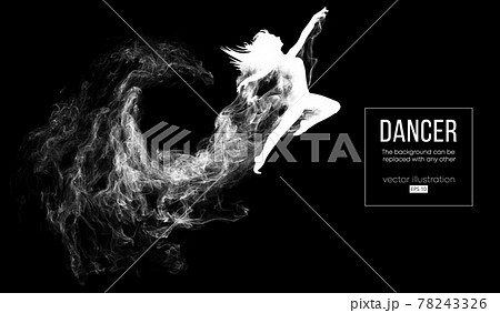 Abstract silhouette of a dencing girl, woman, ballerina on the dark, black background from particles. Ballet and modern dance. Background can be changed to any other. Vector illustration Abstract silhouette of a dencing girl, woman, ballerina on the dark, black background from particles. Ballet and modern dance. Background can be changed to any other. Vector illustration 78243326