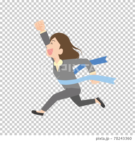 Female office worker cutting goal tape Female office worker cutting goal tape 78243360