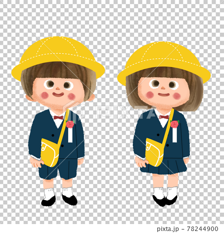 幼稚園の制服を着た子供2のイラスト素材