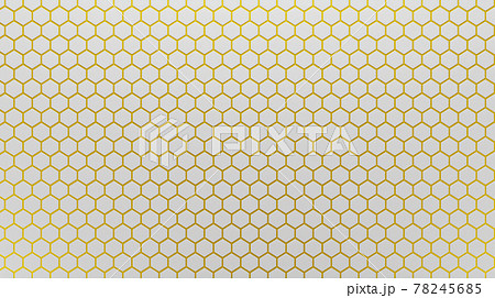 White ceramic hexagon tiles mosaic with gold grout in seams. Background, luxury pattern. 3d rendering 78245685