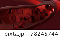 Red blood cells flowing through the veins. Close up view from inside. 3d rendering. Medicine and science micro technology. 78245744
