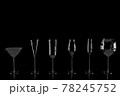 Row of empty wine glasses on black background. 3d rendering 78245752