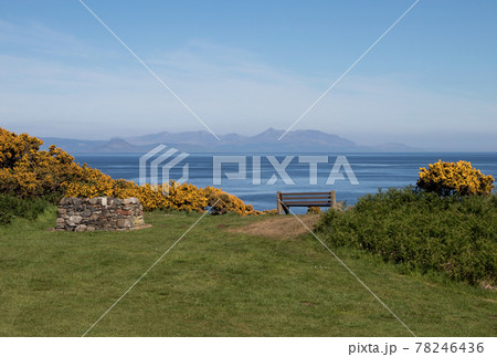 Park Bench and Barbecue Pit Overlooking the Isle of Arran in Scotland Park Bench and Barbecue Pit Overlooking the Isle of Arran in Scotland 78246436