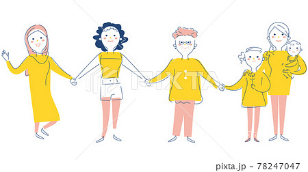 手をつなぐ女性たちのイラスト素材 手をつなぐ女性たちのイラスト素材 78247047