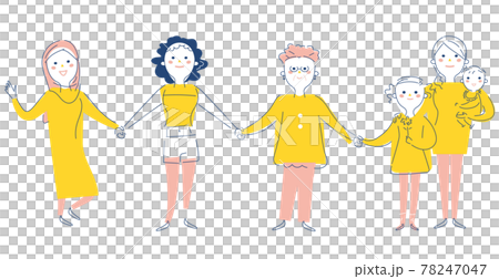 手をつなぐ女性たちのイラスト素材 手をつなぐ女性たちのイラスト素材 78247047