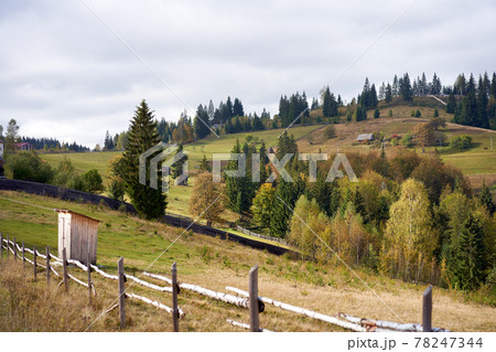 mountain landscape with cloud sky Carpathian Ukraine 78247344