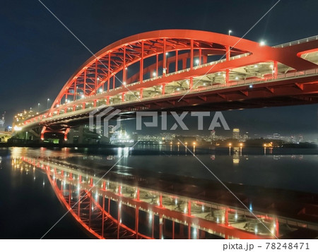 神戸大橋の澄んだ夜の写真素材 [78248471] - PIXTA