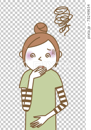 吐気を感じる若い女性 ママ 吐気を感じる若い女性 ママ 78249634