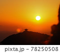 夕焼けでオレンジ色のグラデーションになった空 78250508