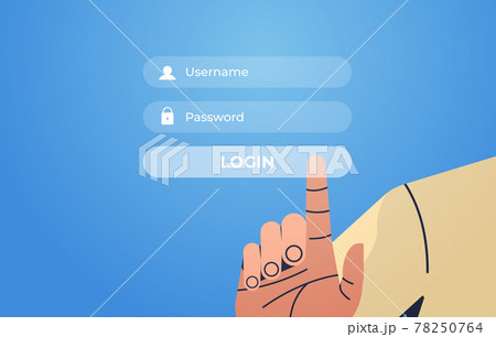 human hand pressing login button on virtual screen authorization internet networking concept 78250764