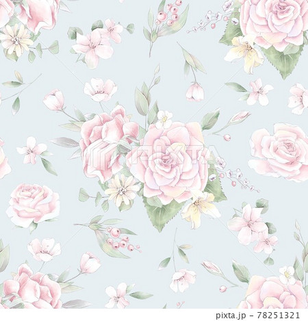 Seamless pattern. Spring delicate rose flowers. Digital printing 78251321