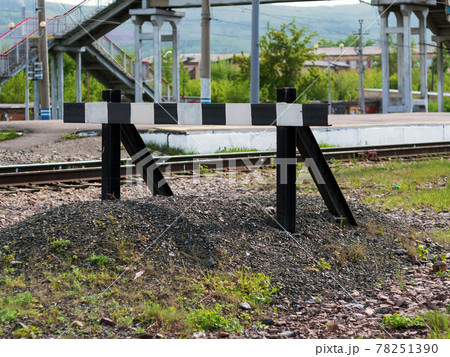 Abandoned railway deadlock on the Trans-Siberian Railway. Railway impasse. Signs of railway deadlock. 78251390