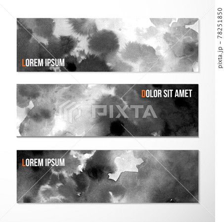 Three banners with abstract black ink wash painting 78251850