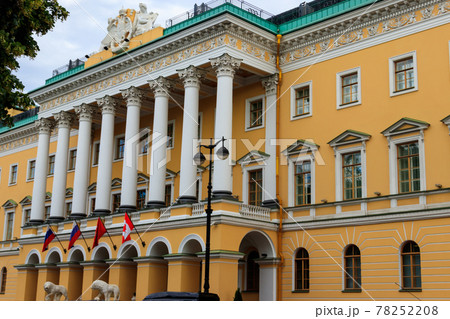 Facade of Lobanov-Rostovsky Palace, also known as House with lions in St. Petersburg, Russia. Constructed in 1817-1820 78252208