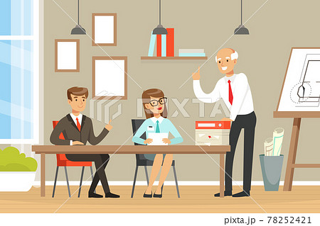 Group of Business People Having Meeting, Managers Working in Office Vector Illustration 78252421